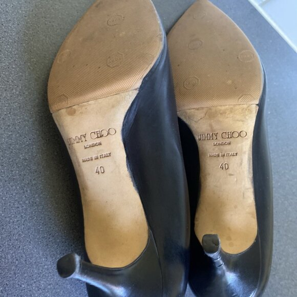 Jimmy Choo Tony 85 Classic Black Leather Pointy Heels - Picture 5 of 14